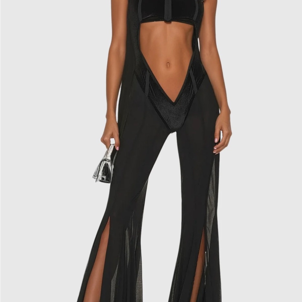 Elegant Black Mesh Jumpsuit